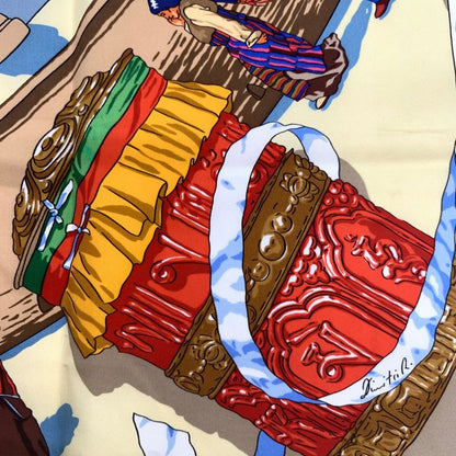 Hermes Carre 90 Prieres AU VENT Prayer In The Wind Blue X Multicolor Scarf Silk