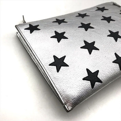 Saint Laurent Star Patchwork Metallic Leather Clutch Pochette Pouch Case