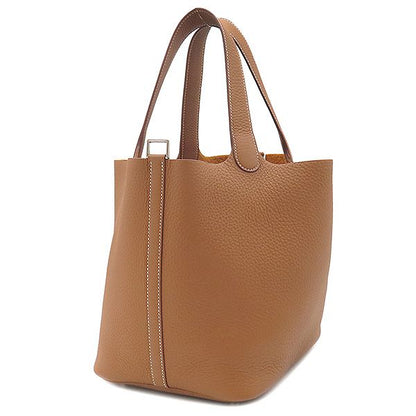 Hermes Handbag Picotin Lock MM Taurillon Clemence Gold Silver Hardware Never