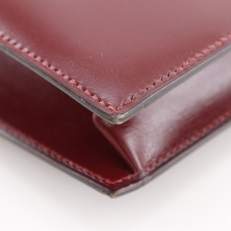 Hermes Liddy 2WAY Clutch Vintage Box Calf Bordeaux 00K Ladies Shoulder Bag