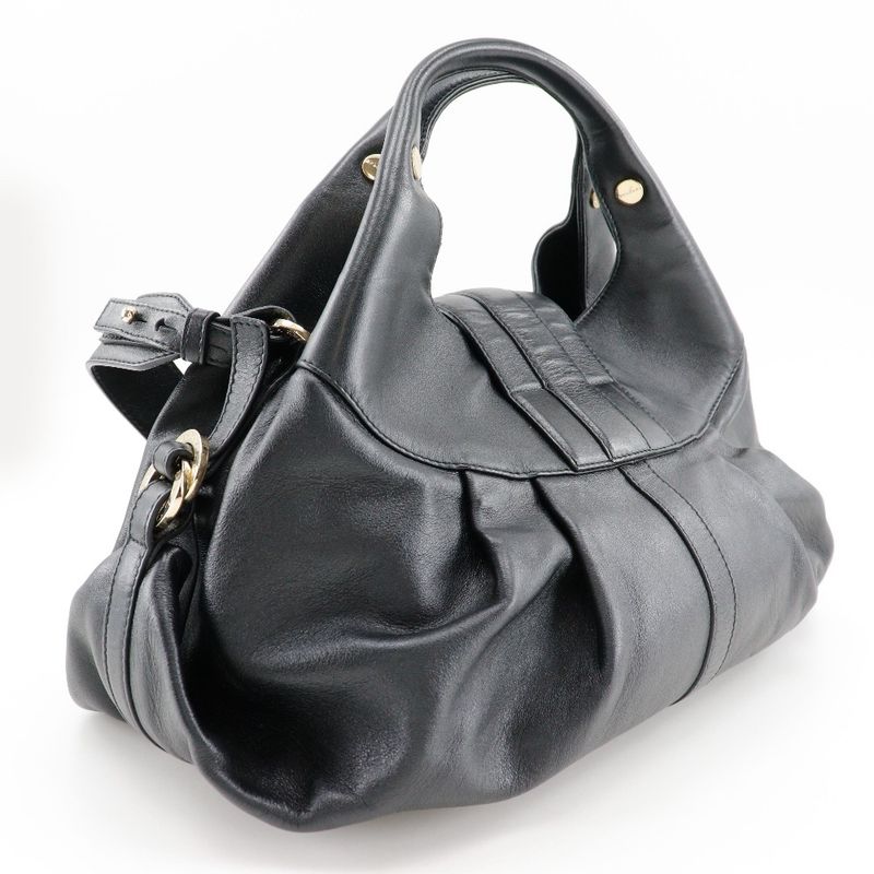 Bvlgari Chandra 2WAY Shoulder Leather Black Women's Handbag