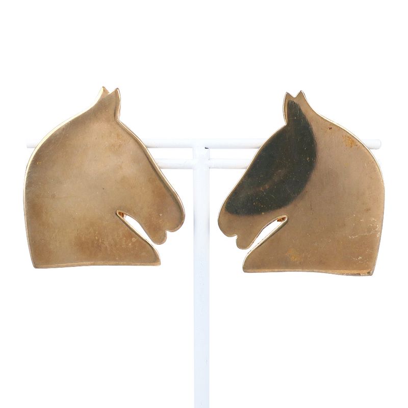 Hermes Cheval Bijouterie Fantaisie Gold Plated Ladies 26.4g Earrings