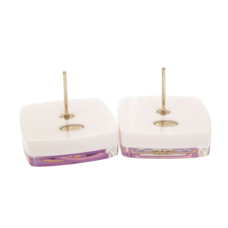 Chanel Coco Mark Matelasse Motif Plastic Rhinestone Multicolor Earrings 0286