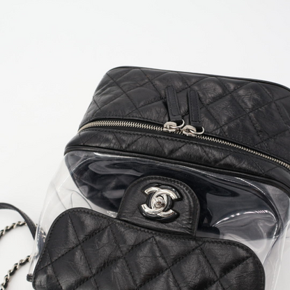 Chanel Matelasse Clear Backpack A57826 Clear Black Vinyl Leather Silver