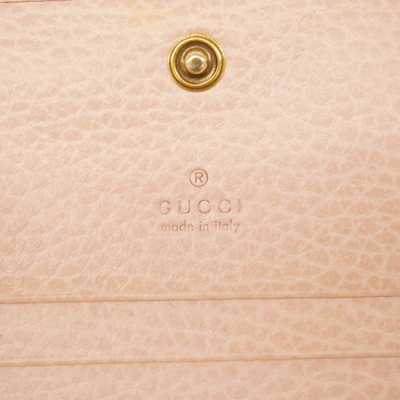 Gucci Wallet GG Marmont Butterfly 499361 Leather Pink Beige Gold Hardware Women