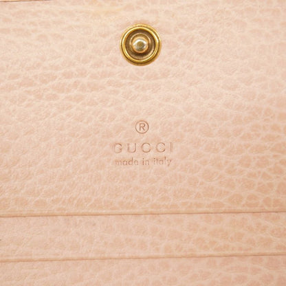 Gucci Wallet GG Marmont Butterfly 499361 Leather Pink Beige Gold Hardware Women