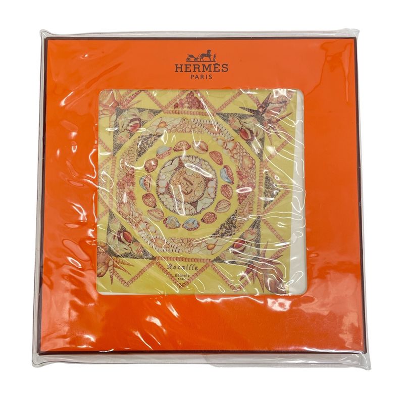 Hermes Carre 90 Silk Scarf Rocaille Shell Multicolor Storage With Bag