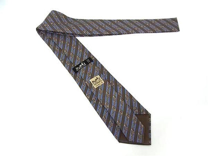 Hermes 100% Silk Belt Pattern Tie Business Gentlemen's Men's Brown