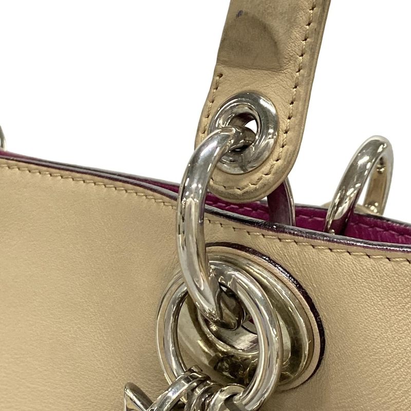 Dior/christian Dior Tote Bag Diorissimo Grey Beige Leather