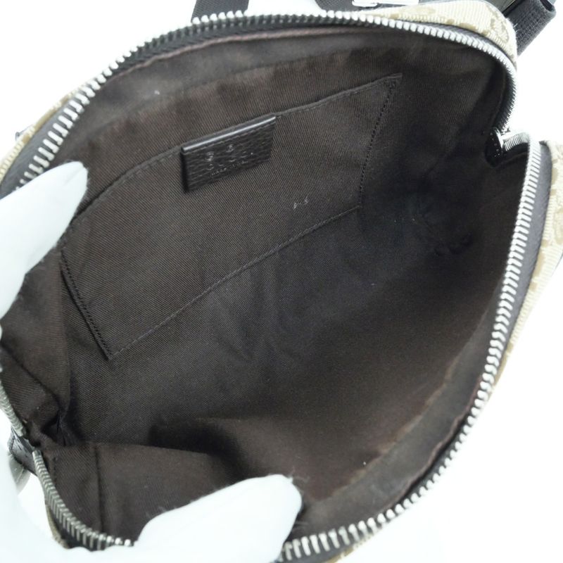 Gucci Waist Bag Body Bag Beige Brown Silver Hardware GG Canvas 449174
