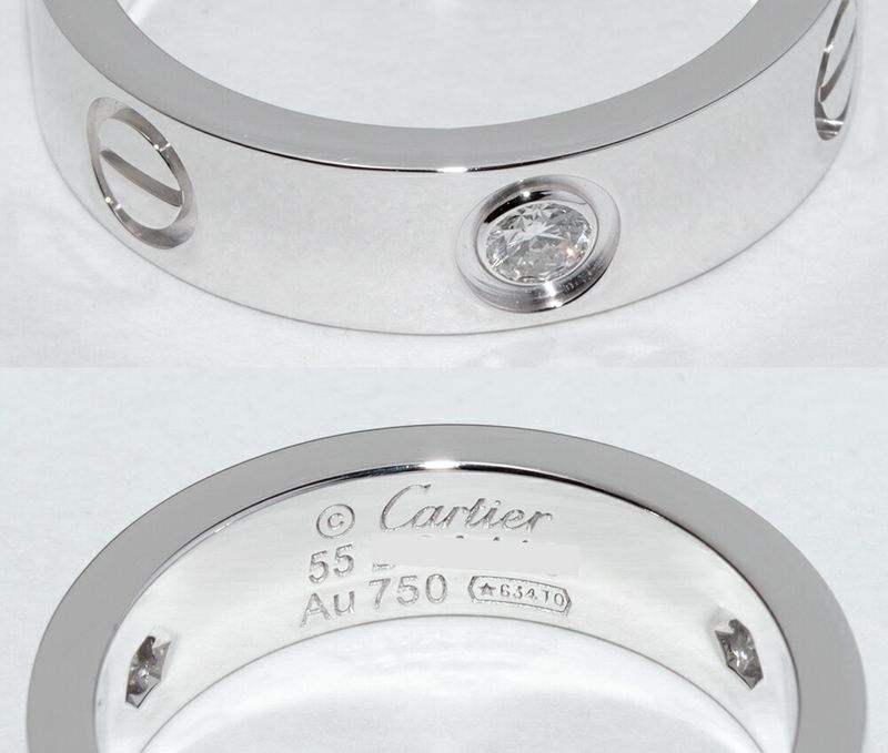 Cartier Ring 18K White Gold Diamond 3P (022ct) Love Ring Half Diamond B40325