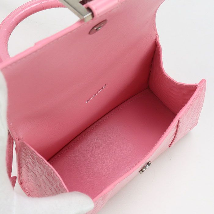 Balenciaga Top Handle Bag XS 2WAY Hourglass 592833 Handbag Croc Shape Push