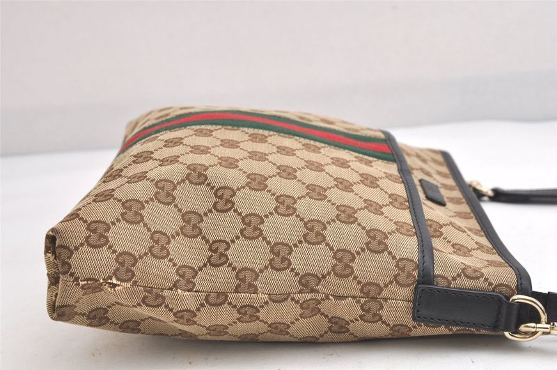 Gucci Web Sherry Line Shoulder Bag GG Canvas Leather 388926 Brown 3638n
