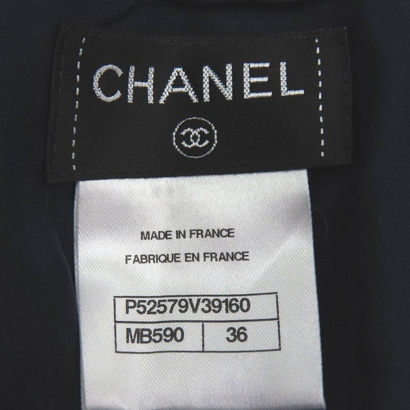 Chanel Coco Mark Button Tweed Skirt Checked Knee-length P52579 Polyester Wool