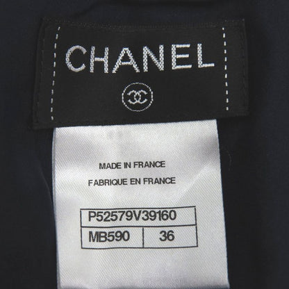 Chanel Coco Mark Button Tweed Skirt Checked Knee-length P52579 Polyester Wool