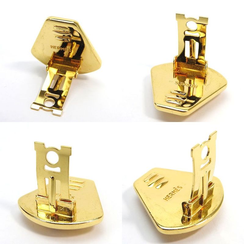 Hermes Earring Emile Yellow Gold Cloisonne GP Plated Jewelry Accessories