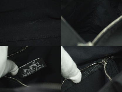 Authentic Hermes Acapulco MM Tote Handbag Canvas Black Acapulco Bag Pre-owned