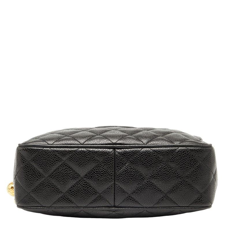 Chanel Matelasse Coco Mark Crossbody Shoulder Bag Black Caviar Skin Women Chanel