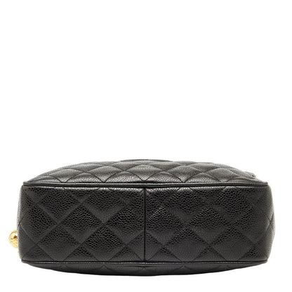 Chanel Matelasse Coco Mark Crossbody Shoulder Bag Black Caviar Skin Women Chanel