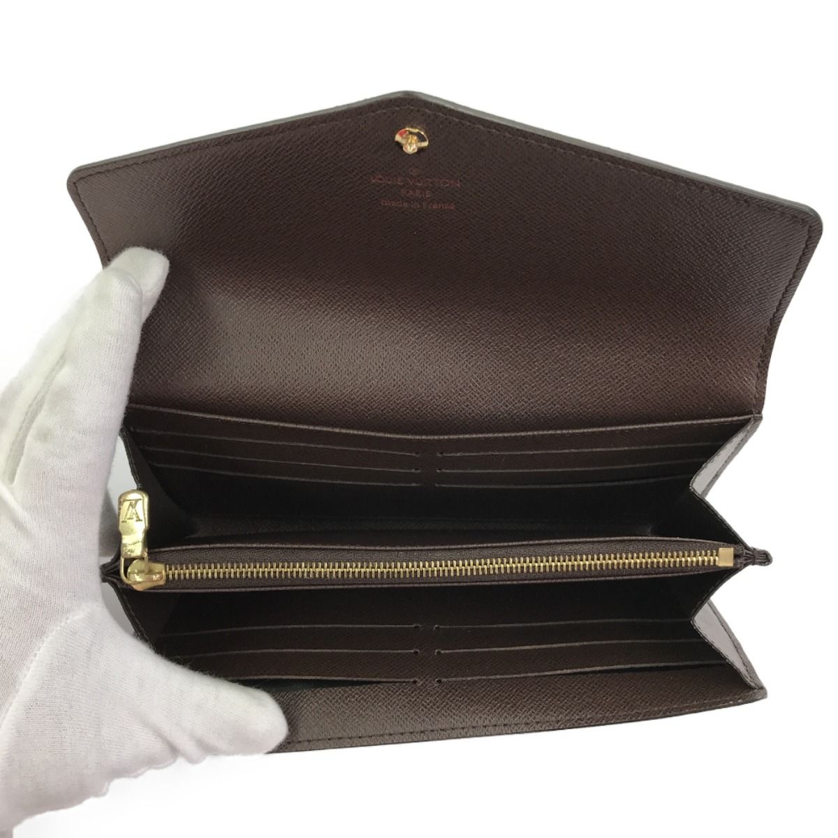 Louis Vuitton Long Wallet Portefeuille Sarah Damier Ebene N63209 Pocket