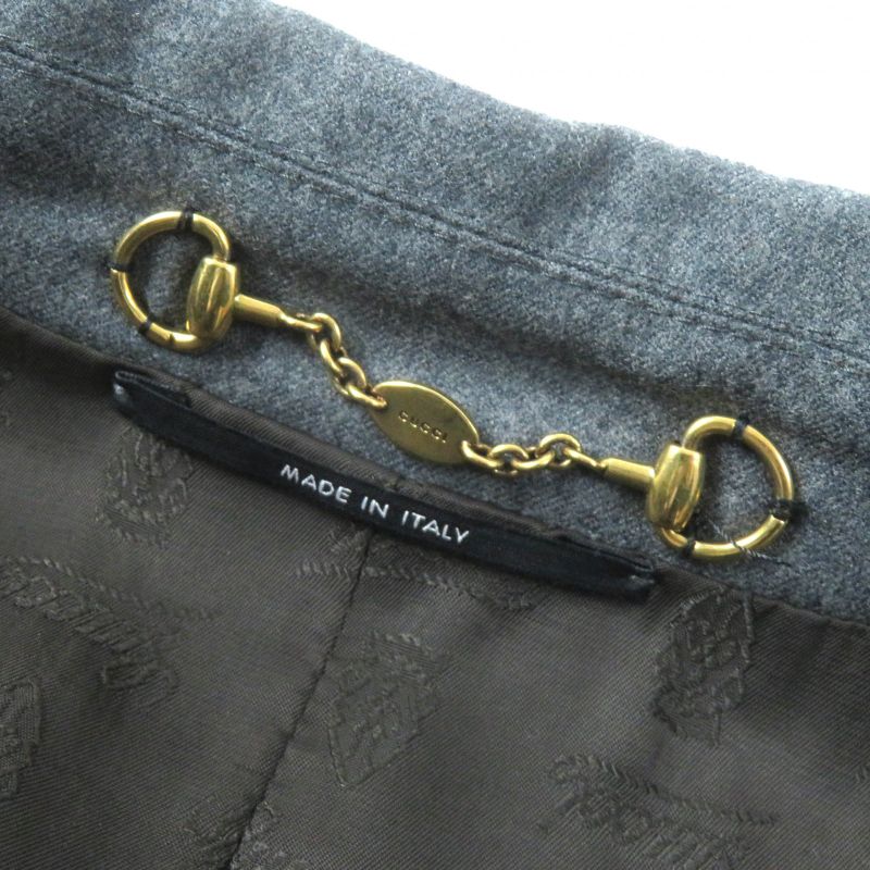 Gucci Wool Cles Button Single Tailored Jacket Gray 42 Genuine