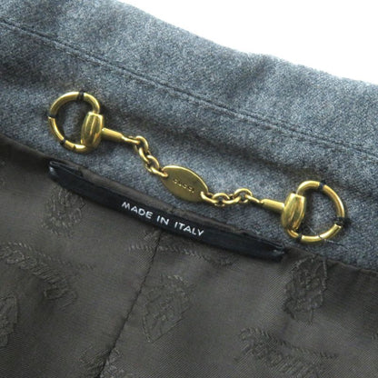 Gucci Wool Cles Button Single Tailored Jacket Gray 42 Genuine