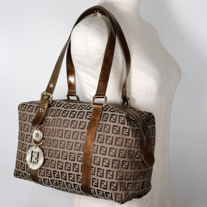 Fendi Zucca Mini Boston 8bl106-cnl Nylon Canvas Bronze Ladies Shoulder Bag
