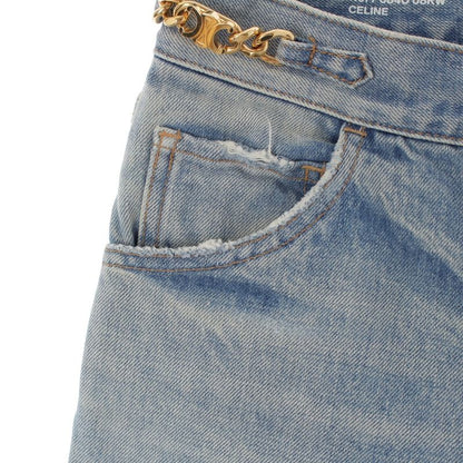 Celine Cotton Triomphe Damaged Flared Denim Pants Jeans Bottoms N677 0840 08KW