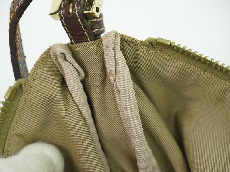 Authentic Fendi Zucchino Accessories Pouch Handbag Canvas Beige 8br133 Zucchino