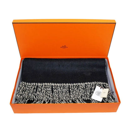 Hermes Muffler - Shawl Double Face Black Beige Cine Cashmere 100%