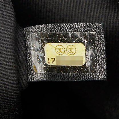 Chanel Matelasse Coco Mark Chain Tote Bag Black Caviar Skin Women's Chanel