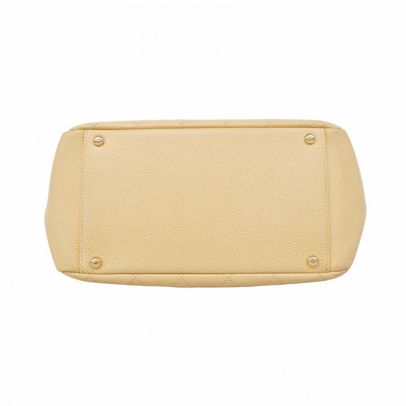 Chanel Shoulder Bag Matelasse Caviar Skin Beige Chien Pan Gold Hardware Women
