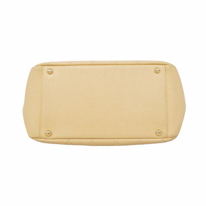 Chanel Shoulder Bag Matelasse Caviar Skin Beige Chien Pan Gold Hardware Women