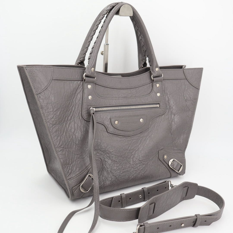 Balenciaga Handbag Shoulder Bag Neo Classic M Leather Gray Women 702502