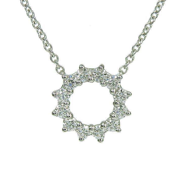 Tiffany & Co Open Circle Mini Diamond Necklace Pt950 Platinum Diamond 40.5cm