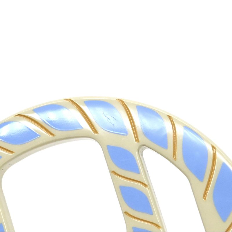 Hermes Necklace H Equipe Nautique Buffalo Horn Leather Lacquer Sesame and Blue