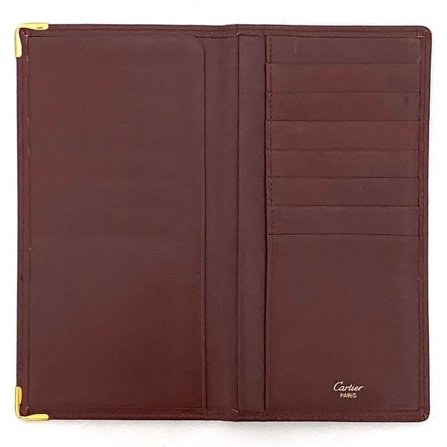 Cartier Fold Wallet Ec22951 Bordeaux Must Wallets Excellent Condition