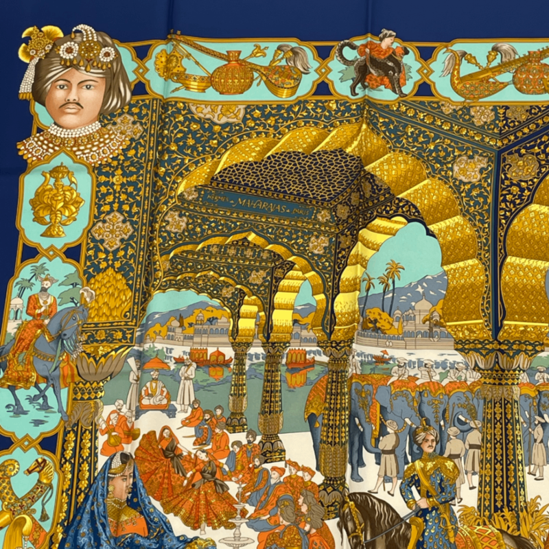 Hermes Scarf Carre 90 Maharajas 100% Silk Multicolor