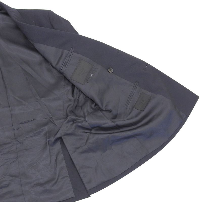 Prada 2019 Item Double Breasted Jacket Bleather 50 Men's Navy Blue Bre