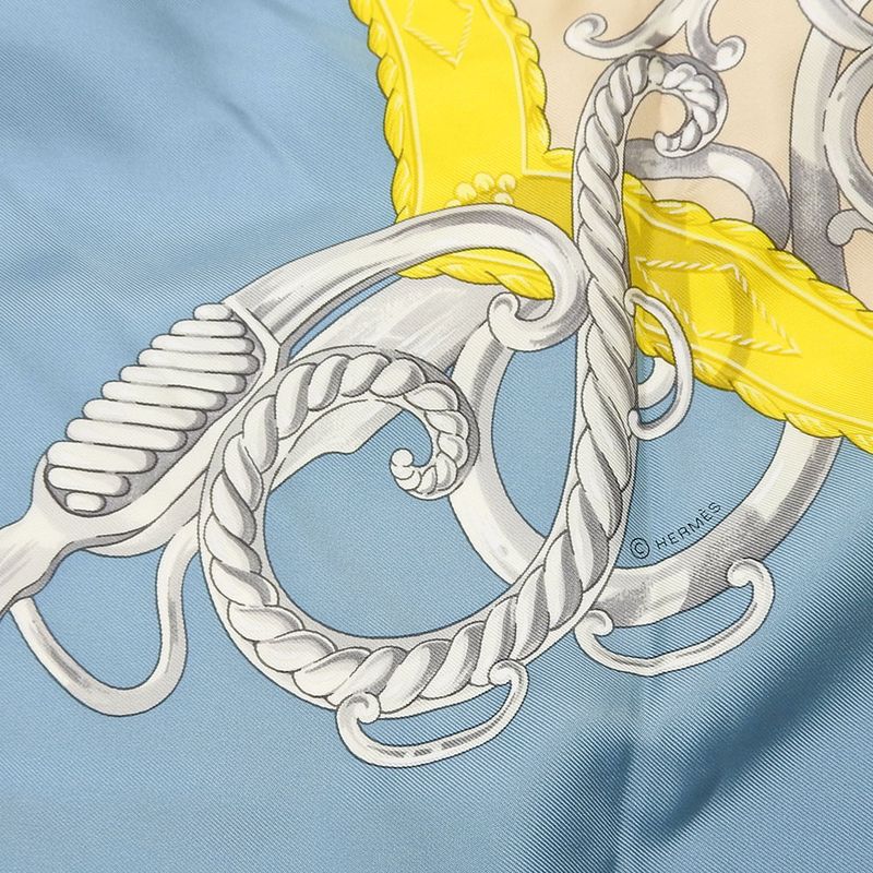 Hermes Scarf Carré 90 Silk Multicolor Ice Blue Yellow LIFT Profile Women Hermes