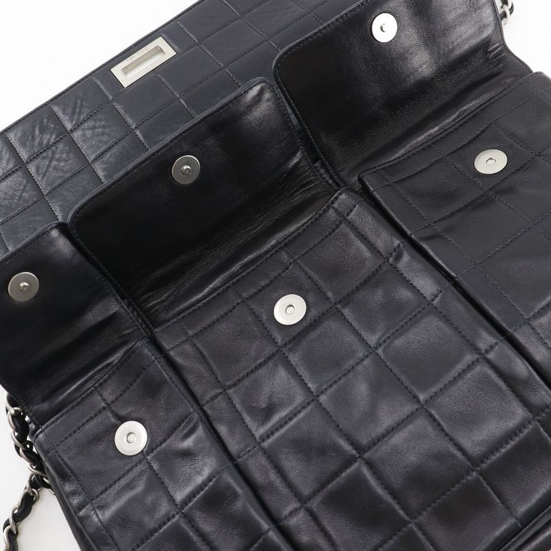 Chanel 2.55 Chocolate Bar Chain Shoulder Vintage Lambskin Black Women Shoulder