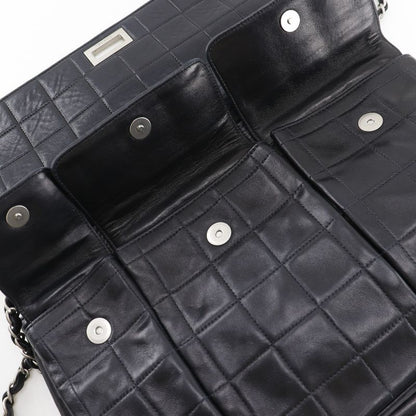 Chanel 2.55 Chocolate Bar Chain Shoulder Vintage Lambskin Black Women Shoulder