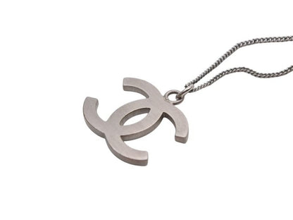 Chanel CC Logo Square Rhinestone Necklace 12 45 Silver Metal — view 4