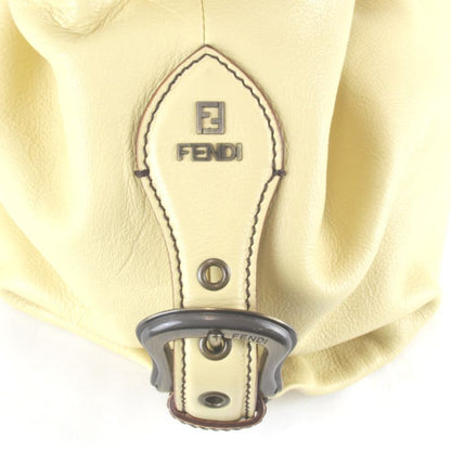 Fendi One Shoulder Bag Handbag Leather Yellow Gathered