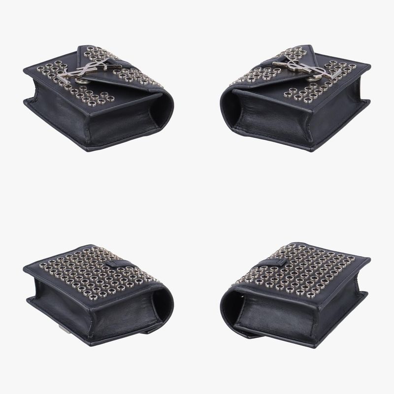 Yves Saint Laurentyves Saint Laurent Studded Flap Black Leather 347918 Dpl347918