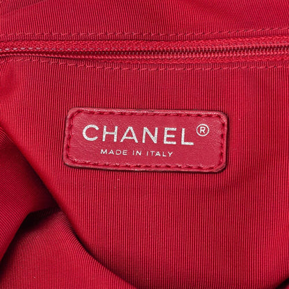 Chanel Chain Shoulder Bag With Coco Charm Striped Canvas Bicolor Silver