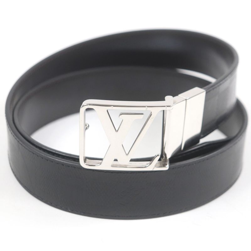 Louis Vuitton M0029 Santure Damier Infini LV Logo Silver Buckle Leather Belt