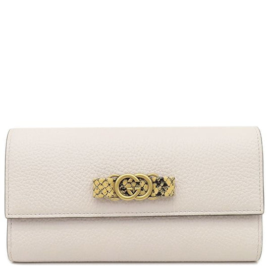 Gucci Long Wallet Interlocking G Python Wallet Leather Light Pink Gold Hardware