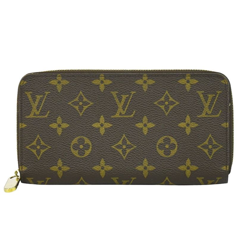 Authentic Louis Vuitton LV Zippy Wallet Monogram Round Zipper Long Wallet Brown