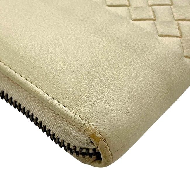 Bottega Veneta Round Zipper Long Wallet Cream Intrecciato Wallet